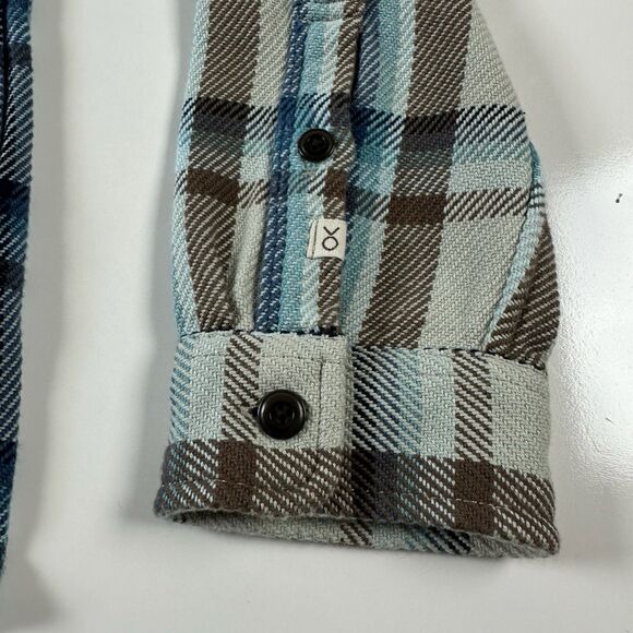 Outerknown Blanket Shirt Womens M/L Brown Blue Plaid Heavy Twill Organic Cotton - Picture 5 of 8